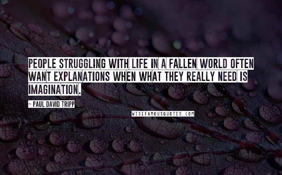 Paul David Tripp Quotes: People struggling with life in a fallen world often want explanations when what they really need is imagination.