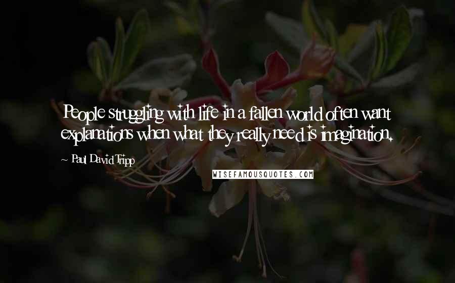 Paul David Tripp Quotes: People struggling with life in a fallen world often want explanations when what they really need is imagination.