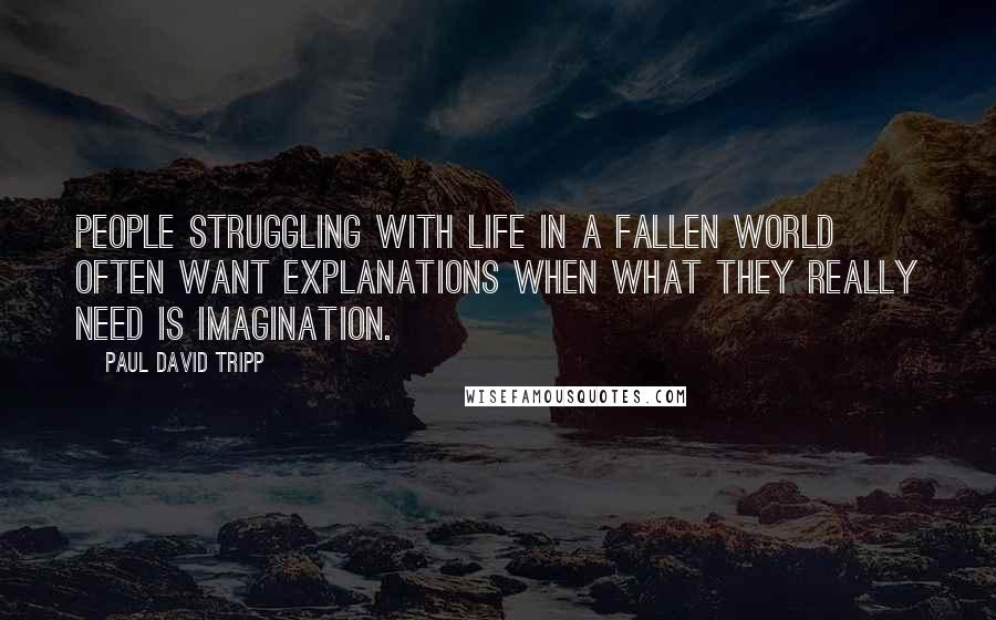 Paul David Tripp Quotes: People struggling with life in a fallen world often want explanations when what they really need is imagination.