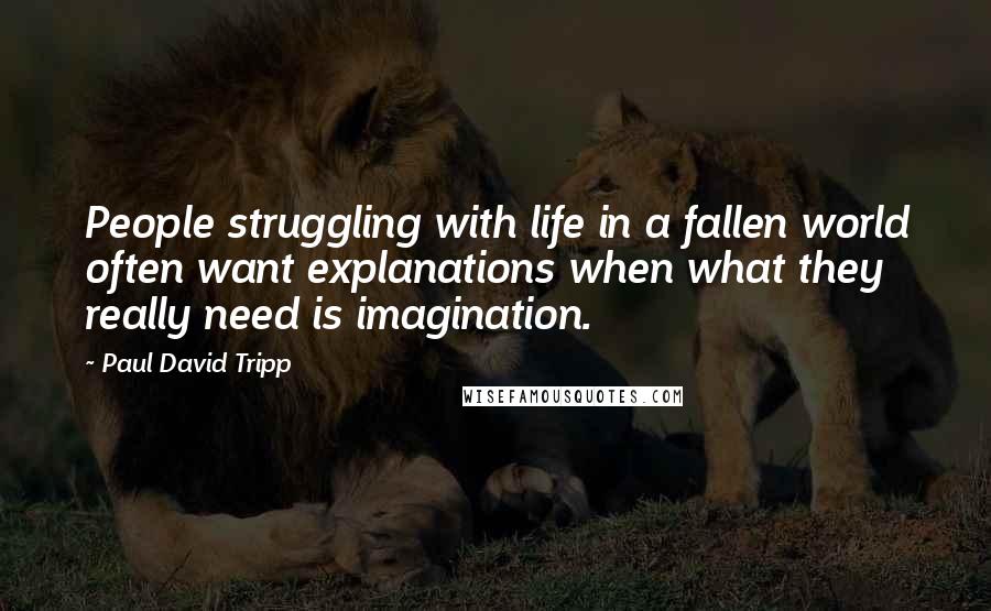 Paul David Tripp Quotes: People struggling with life in a fallen world often want explanations when what they really need is imagination.