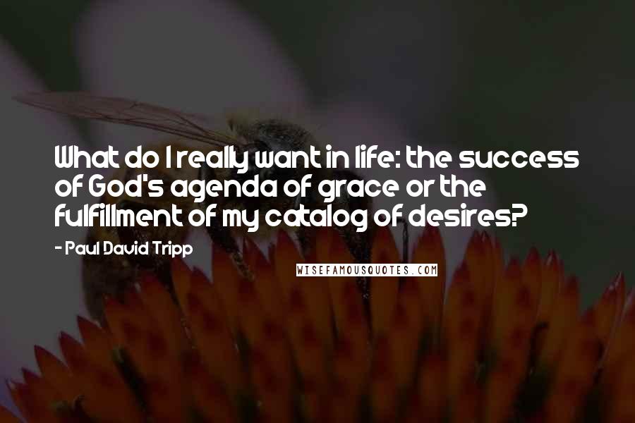 Paul David Tripp Quotes: What do I really want in life: the success of God's agenda of grace or the fulfillment of my catalog of desires?