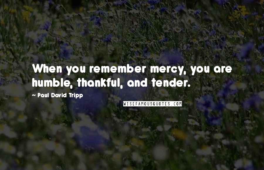 Paul David Tripp Quotes: When you remember mercy, you are humble, thankful, and tender.