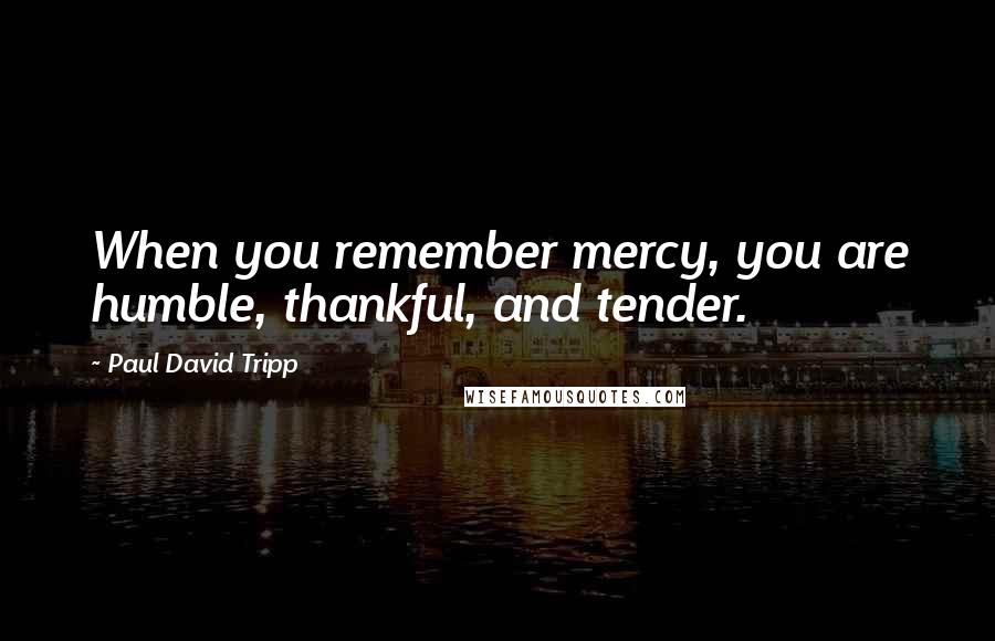 Paul David Tripp Quotes: When you remember mercy, you are humble, thankful, and tender.