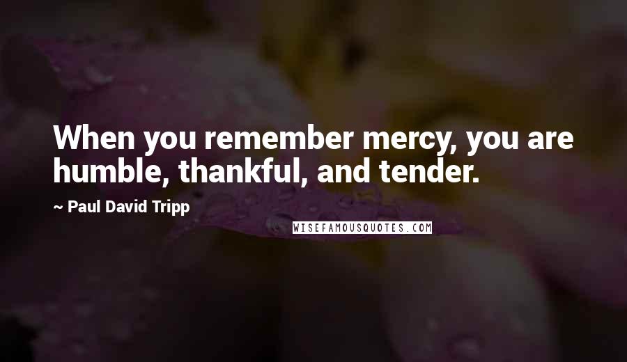 Paul David Tripp Quotes: When you remember mercy, you are humble, thankful, and tender.