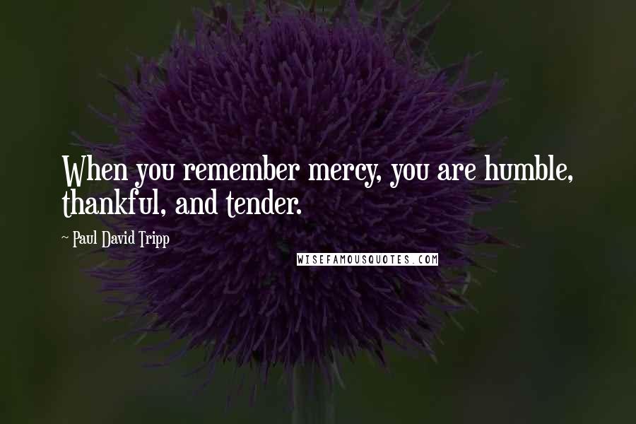 Paul David Tripp Quotes: When you remember mercy, you are humble, thankful, and tender.