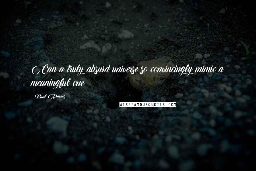 Paul Davies Quotes: Can a truly absurd universe so convincingly mimic a meaningful one?