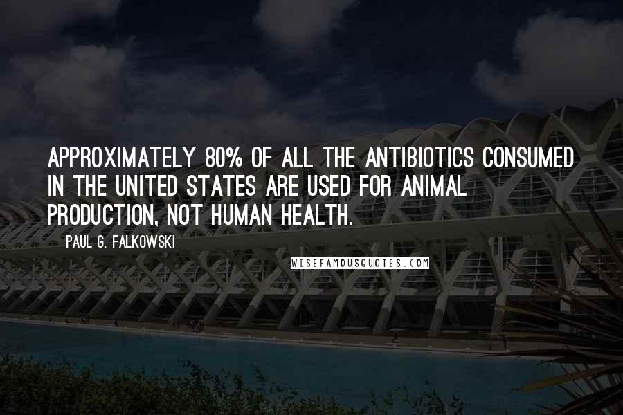 Paul G. Falkowski Quotes: Approximately 80% of all the antibiotics consumed in the United States are used for animal production, not human health.