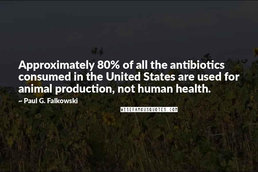 Paul G. Falkowski Quotes: Approximately 80% of all the antibiotics consumed in the United States are used for animal production, not human health.