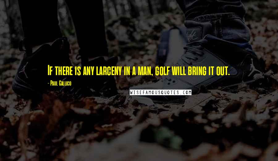 Paul Gallico Quotes: If there is any larceny in a man, golf will bring it out.