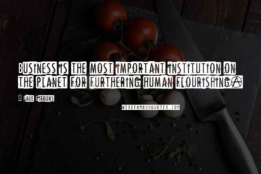 Paul Gibbons Quotes: Business is the most important institution on the planet for furthering human flourishing.