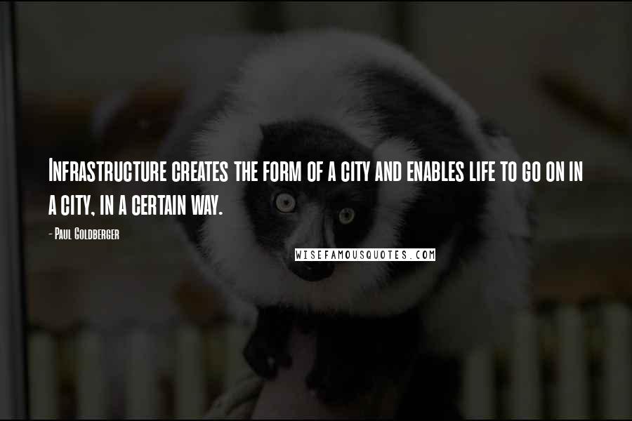 Paul Goldberger Quotes: Infrastructure creates the form of a city and enables life to go on in a city, in a certain way.