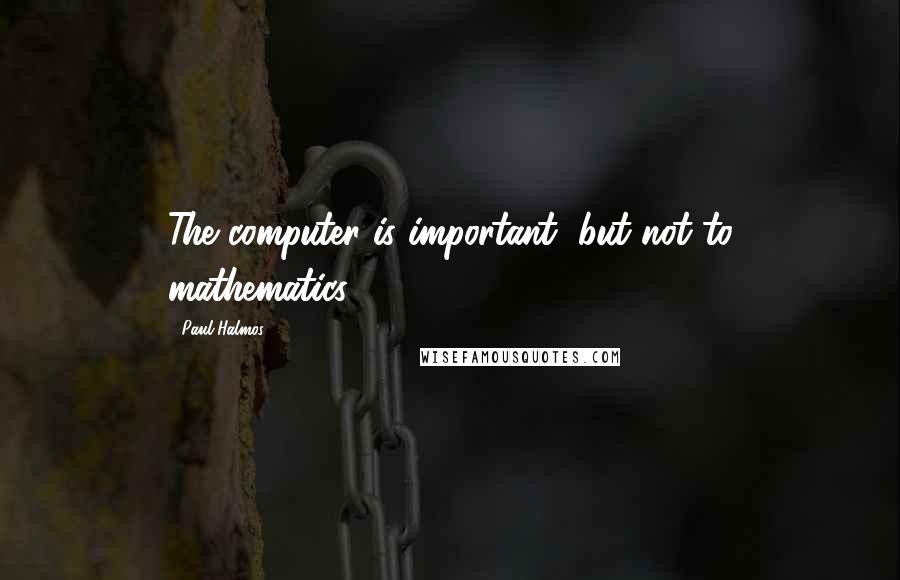 Paul Halmos Quotes: The computer is important, but not to mathematics.