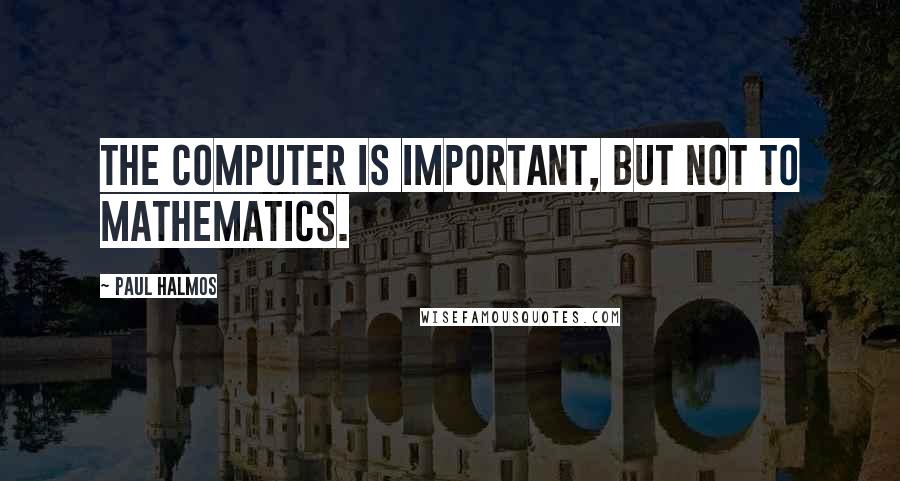 Paul Halmos Quotes: The computer is important, but not to mathematics.