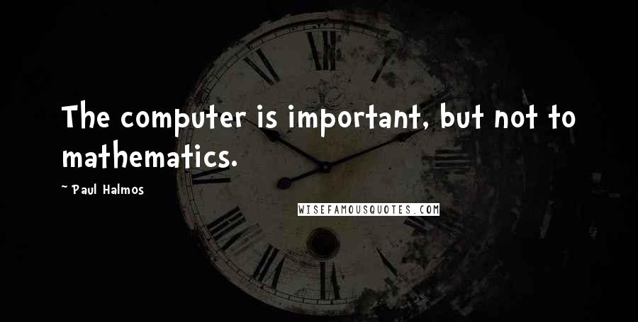 Paul Halmos Quotes: The computer is important, but not to mathematics.