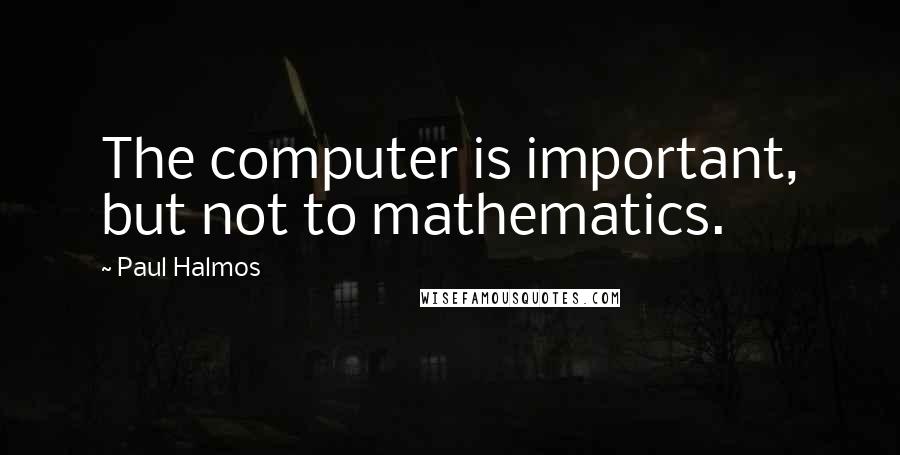 Paul Halmos Quotes: The computer is important, but not to mathematics.