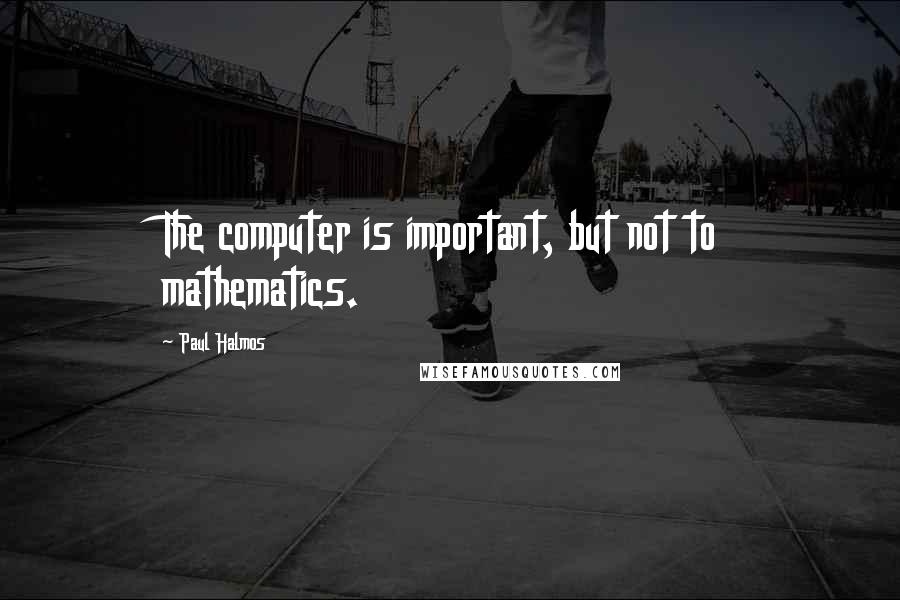 Paul Halmos Quotes: The computer is important, but not to mathematics.