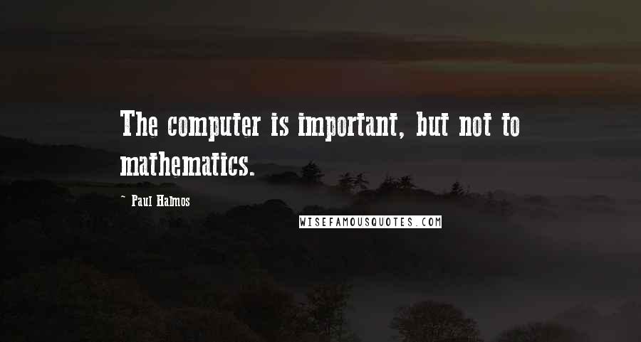 Paul Halmos Quotes: The computer is important, but not to mathematics.