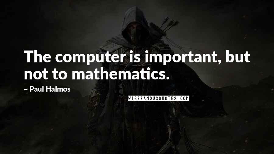 Paul Halmos Quotes: The computer is important, but not to mathematics.