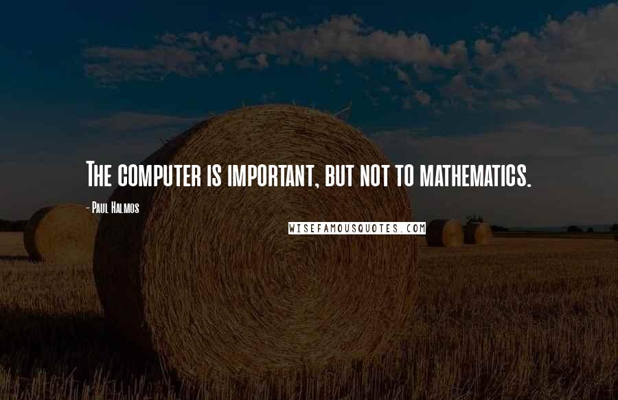 Paul Halmos Quotes: The computer is important, but not to mathematics.