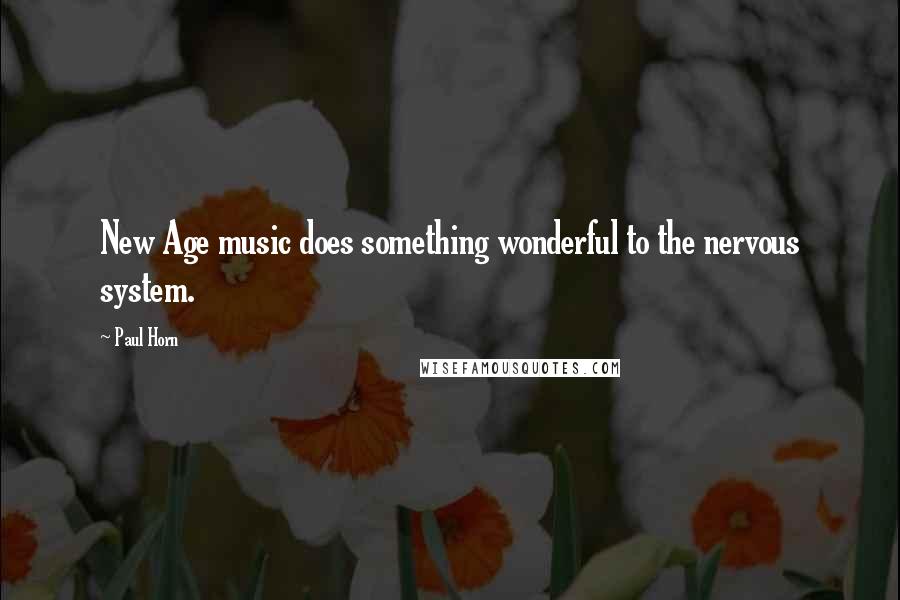 Paul Horn Quotes: New Age music does something wonderful to the nervous system.