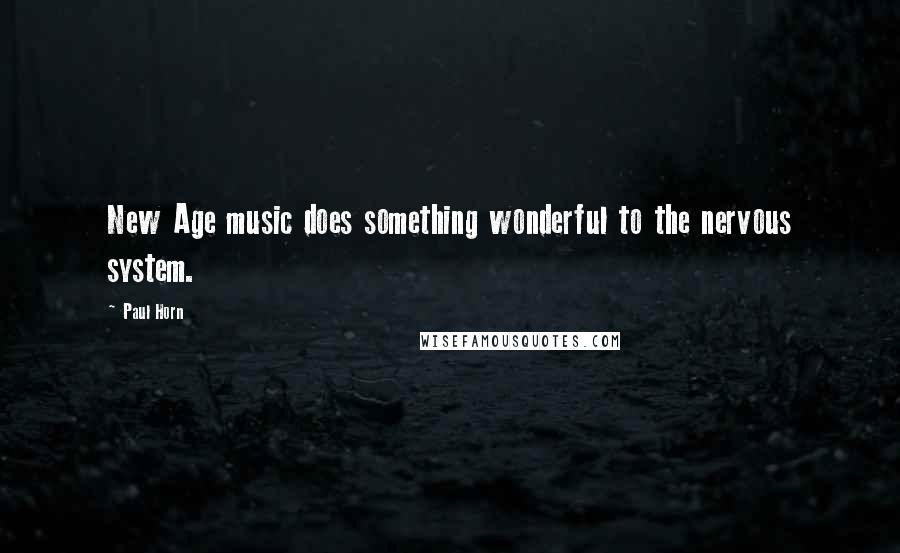 Paul Horn Quotes: New Age music does something wonderful to the nervous system.