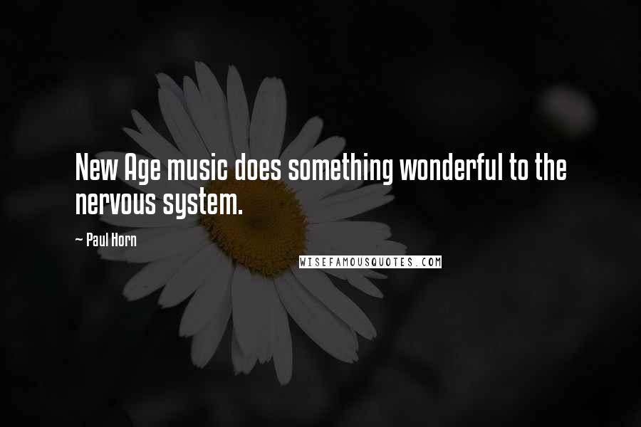 Paul Horn Quotes: New Age music does something wonderful to the nervous system.