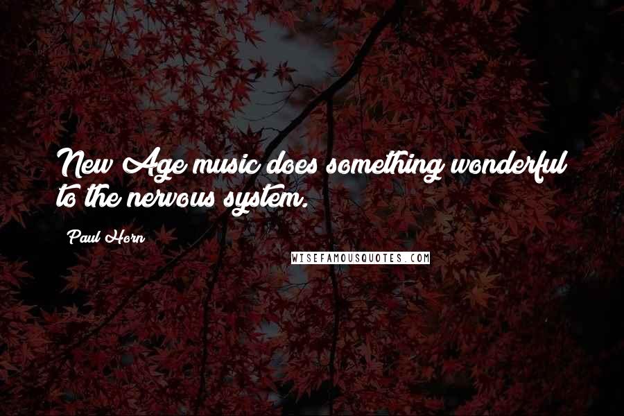 Paul Horn Quotes: New Age music does something wonderful to the nervous system.