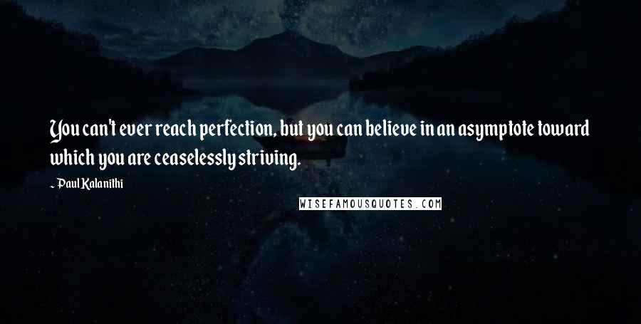 Paul Kalanithi Quotes: You can't ever reach perfection, but you can believe in an asymptote toward which you are ceaselessly striving.