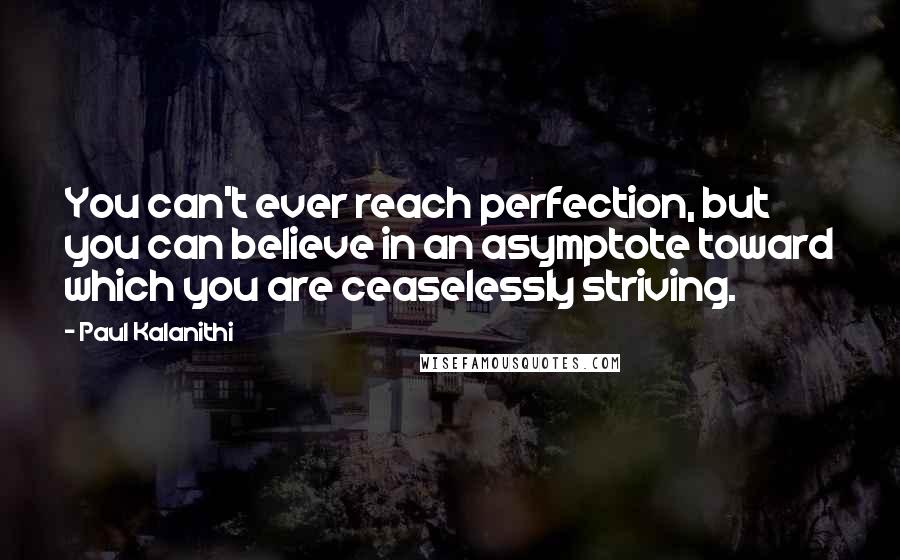 Paul Kalanithi Quotes: You can't ever reach perfection, but you can believe in an asymptote toward which you are ceaselessly striving.