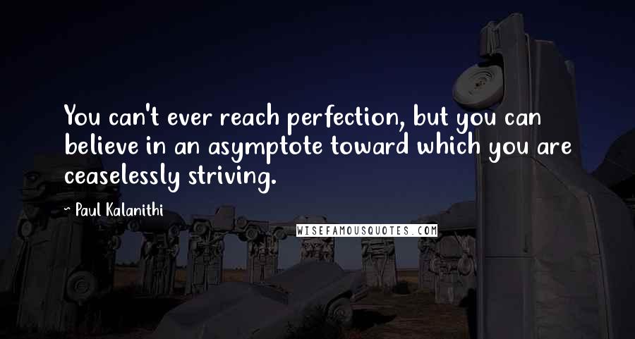 Paul Kalanithi Quotes: You can't ever reach perfection, but you can believe in an asymptote toward which you are ceaselessly striving.