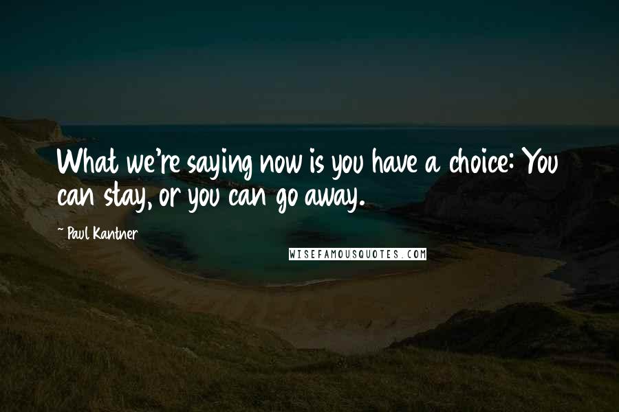 Paul Kantner Quotes: What we're saying now is you have a choice: You can stay, or you can go away.