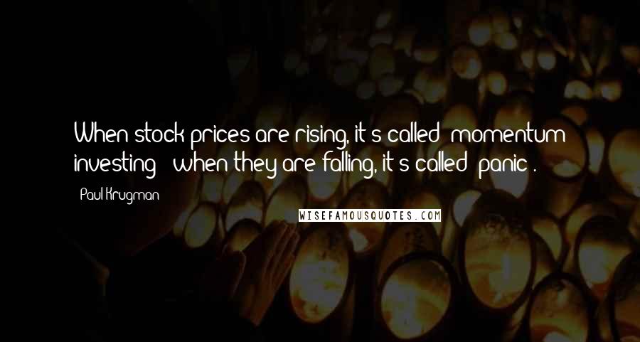 Paul Krugman Quotes: When stock prices are rising, it's called "momentum investing"; when they are falling, it's called "panic".