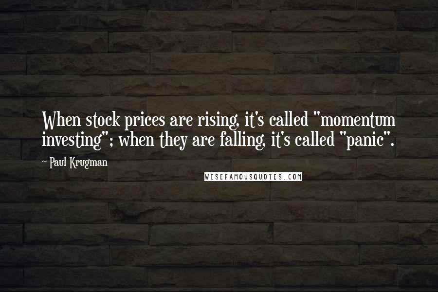 Paul Krugman Quotes: When stock prices are rising, it's called "momentum investing"; when they are falling, it's called "panic".