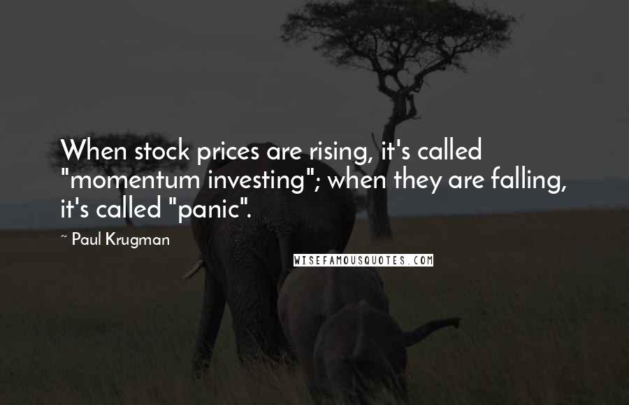 Paul Krugman Quotes: When stock prices are rising, it's called "momentum investing"; when they are falling, it's called "panic".