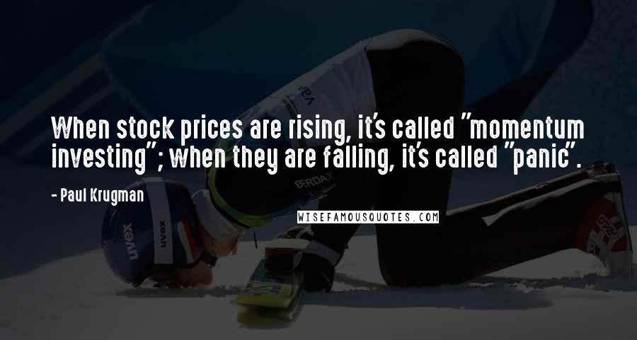 Paul Krugman Quotes: When stock prices are rising, it's called "momentum investing"; when they are falling, it's called "panic".