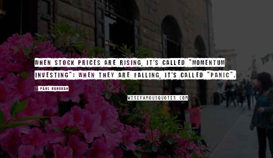 Paul Krugman Quotes: When stock prices are rising, it's called "momentum investing"; when they are falling, it's called "panic".