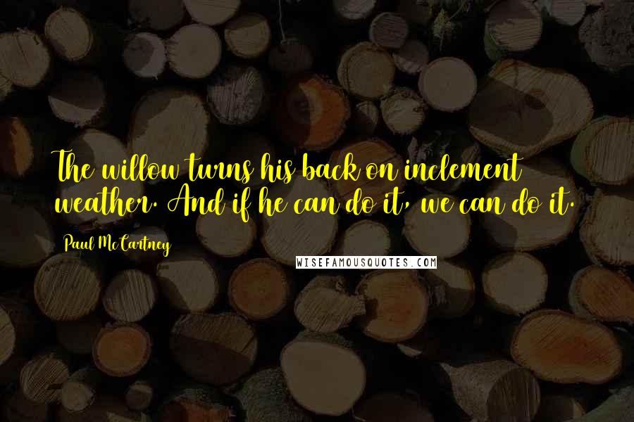 Paul McCartney Quotes: The willow turns his back on inclement weather. And if he can do it, we can do it.