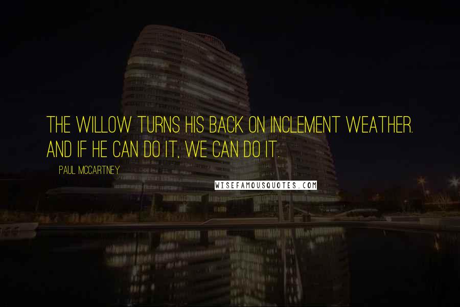 Paul McCartney Quotes: The willow turns his back on inclement weather. And if he can do it, we can do it.