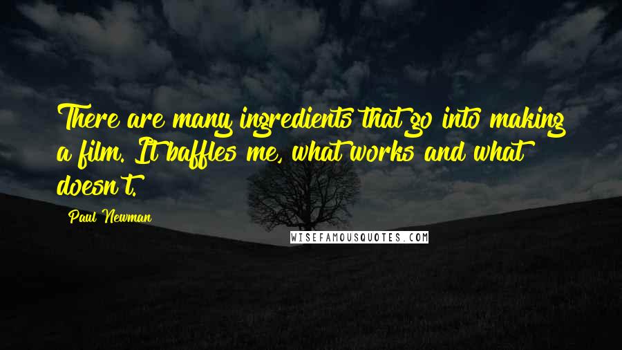 Paul Newman Quotes: There are many ingredients that go into making a film. It baffles me, what works and what doesn't.