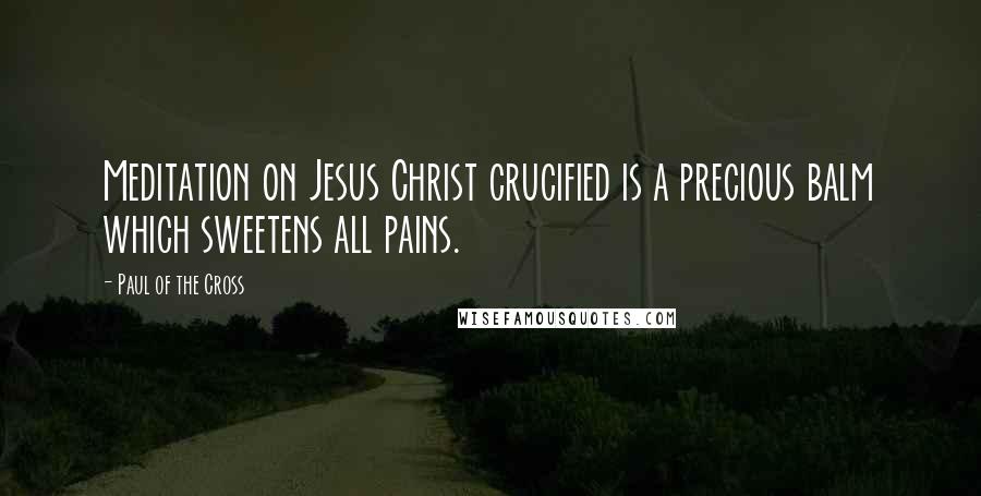 Paul Of The Cross Quotes: Meditation on Jesus Christ crucified is a precious balm which sweetens all pains.
