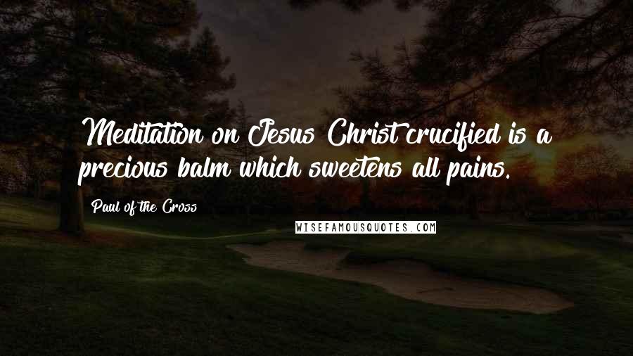 Paul Of The Cross Quotes: Meditation on Jesus Christ crucified is a precious balm which sweetens all pains.