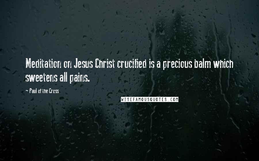 Paul Of The Cross Quotes: Meditation on Jesus Christ crucified is a precious balm which sweetens all pains.