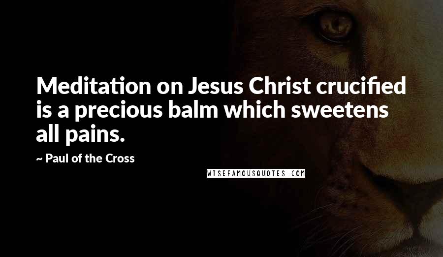 Paul Of The Cross Quotes: Meditation on Jesus Christ crucified is a precious balm which sweetens all pains.