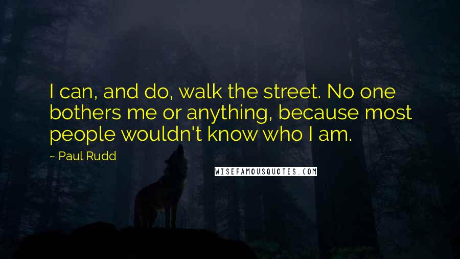 Paul Rudd Quotes: I can, and do, walk the street. No one bothers me or anything, because most people wouldn't know who I am.