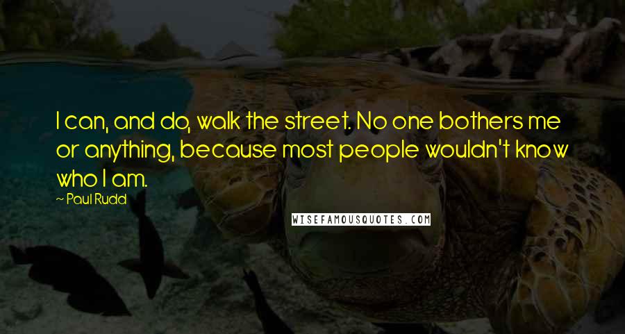 Paul Rudd Quotes: I can, and do, walk the street. No one bothers me or anything, because most people wouldn't know who I am.