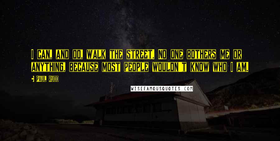 Paul Rudd Quotes: I can, and do, walk the street. No one bothers me or anything, because most people wouldn't know who I am.