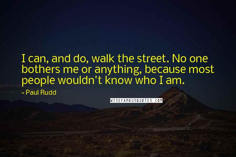 Paul Rudd Quotes: I can, and do, walk the street. No one bothers me or anything, because most people wouldn't know who I am.