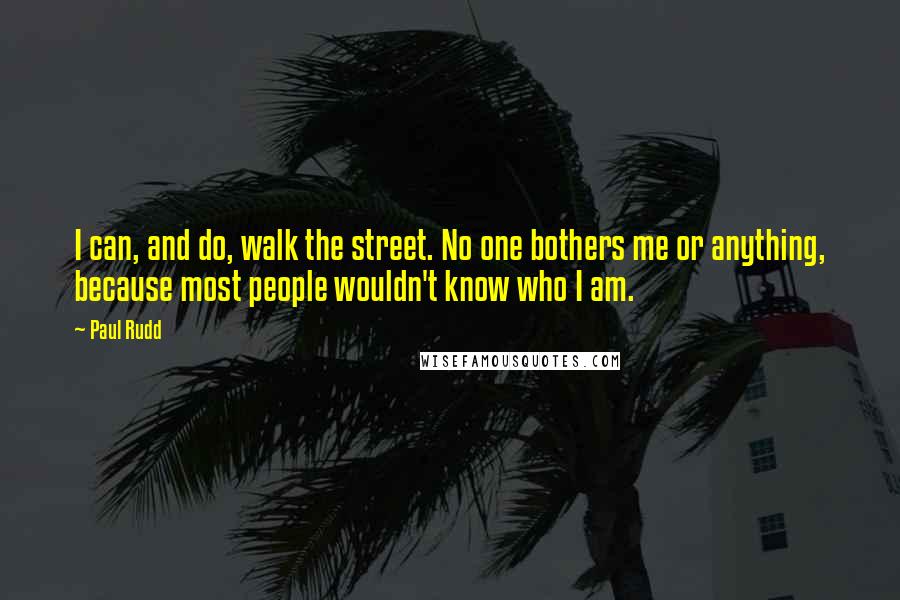 Paul Rudd Quotes: I can, and do, walk the street. No one bothers me or anything, because most people wouldn't know who I am.