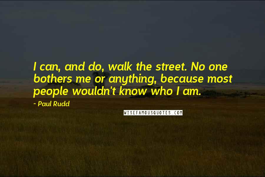 Paul Rudd Quotes: I can, and do, walk the street. No one bothers me or anything, because most people wouldn't know who I am.