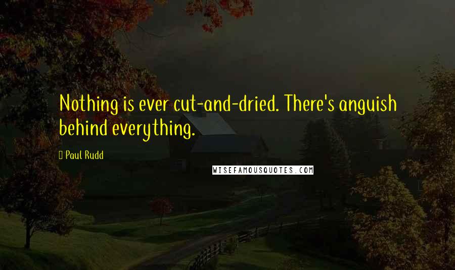 Paul Rudd Quotes: Nothing is ever cut-and-dried. There's anguish behind everything.